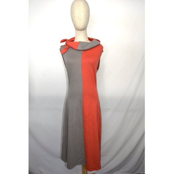 Like new Maya Epler handmade knit grey and coral dress, size S-M - Picture 5 of 14